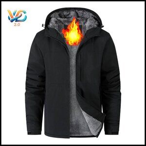 Men's Waterproof Ski Jacket Fleece Lined Winter Snow Jacket with Hood